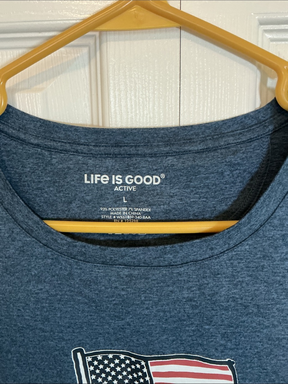 Life Is Good Navy Blue Graphic Tee with Flag and Chair - Picture 3 of 6